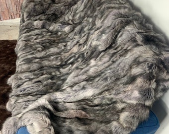 Real Fur Blanket • Personalized Fox Fur Blanket Throw • Handmade Genuine Fur Blanket • Fur Bedspread n Sofa Cover