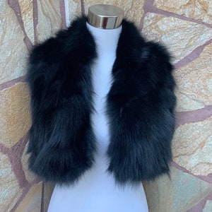 Black Fox Fur Collar Scarf for Women • Fur Womens Scarf • Fur Stole Accessory Gift for her