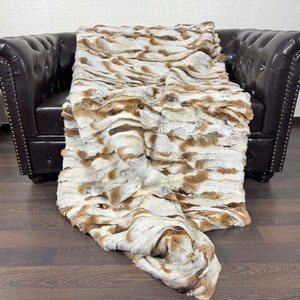EXCLUSIVE Real Rex RABBIT FUR Throw • Large fur Area Rug • Rabbit Fur Rug • Ethically and Organic Farmed Rabbit Fur • Scandinavian Decor