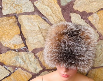 Gorgeous Real Fox Fur Hat Full Skin - Handcrafted Elegance for Winter Chic - Ethically and Organically Farmed Fox Fur