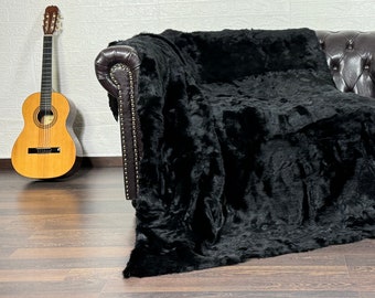 GORGEOUS Real RABBIT Pelt FUR Throw • Large fur Area Rug • Rabbit Fur Rug • Ethically and Organic Farmed Rabbit Fur • Scandinavian Decor