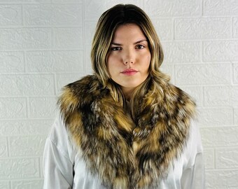 BEAUTIFUL Beige FOX FUR Collar • Real Fur Collar • Real Fur Scarf • Fur Wrap • Fur Shawl