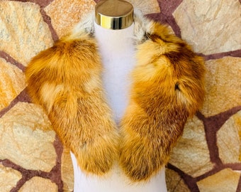 Collar de piel auténtica de zorro natural desmontable: pieza elegante para la moda de invierno para mujeres y hombres