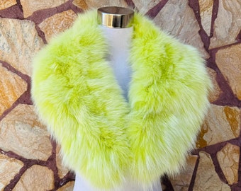 Véritable col en fourrure de renard jaune amovible - Pièce tendance élégante pour la mode hivernale