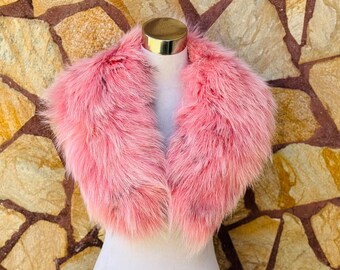 Pink Fur Collar • Real Fox Fur Collar • Real Fur Scarf • Fur Wrap • Fur Shawl