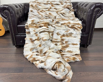 EXCLUSIVE Real Rex RABBIT FUR Throw • Large fur Area Rug • Rabbit Fur Rug • Ethically and Organic Farmed Rabbit Fur • Scandinavian Decor