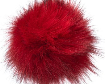 Red Real Fox Fur Pom Pom Keychain - Handmade Fur Ball Keyrings For Car or House Keys & Bags | Women Accessories For Birthdays Gift