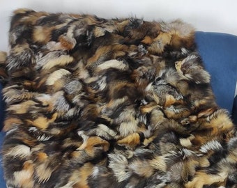 Real Fur Blanket • Personalized Fox Fur Blanket Throw • Handmade Genuine Fur Blanket • Fur Bedspread n Sofa Cover