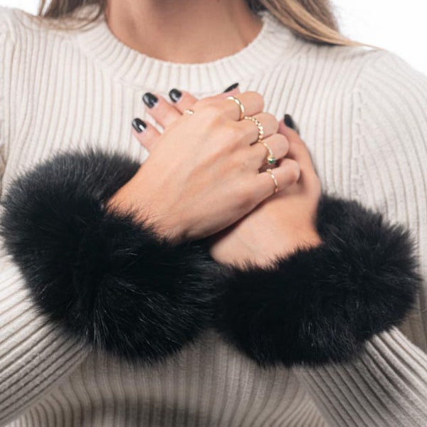 Fur cuffs, fur cuffs for wrists, fox fur cuffs