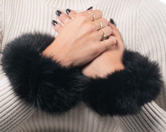 Fur cuffs, fur cuffs for wrists, fox fur cuffs