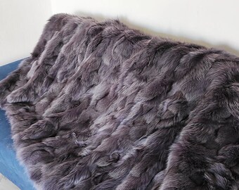 Real Fur Blanket • Personalized Fox Fur Blanket Throw • Handmade Genuine Fur Blanket • Fur Bedspread n Sofa Cover