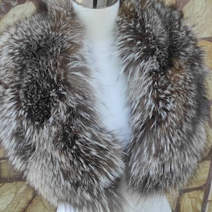 Fluffy detachable fox fur collar scarf crystal, handmade luxury fur wrap, soft elegant fur stole