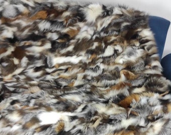 Real Fur Blanket • Personalized Fox Fur Blanket Throw • Handmade Genuine Fur Blanket • Fur Bedspread n Sofa Cover