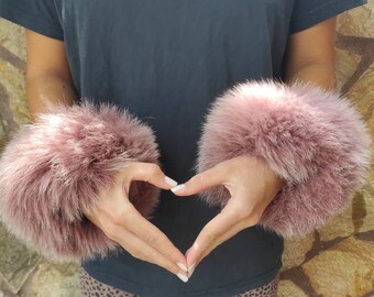 Fur cuffs, fur cuffs for wrists, fox fur cuffs