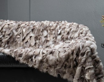 Real DOUBLE SIDED Fox Fur Blanket Throw • Personalized Fox Blanket  • Genuine Fur House Decor • Fur Bedspread n Sofa Cover