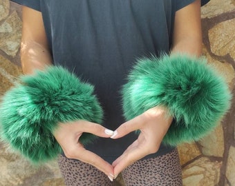 Fur cuffs, fur cuffs for wrists, fox fur cuffs