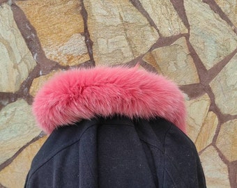 Fur trim for hood, pink fox fur collar, fur collar