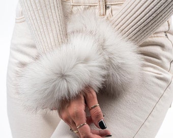 Fur cuffs, fur cuffs for wrists, fox fur cuffs