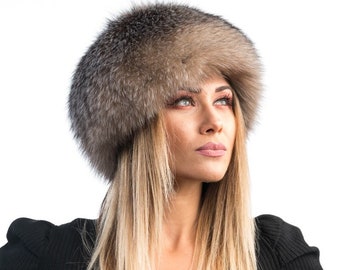 Elegance Real Fox Fur Hat - Handcrafted Elegance for Winter Chic - Ethically and Organically Farmed Fox Fur