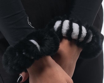 Fur cuffs, fur cuffs for wrists, fox fur cuffs
