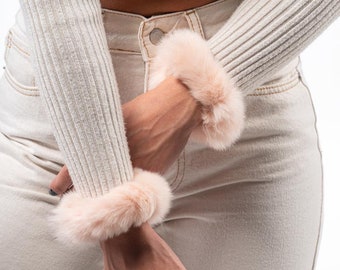 Fur cuffs, fur cuffs for wrists, rabbit fur cuffs