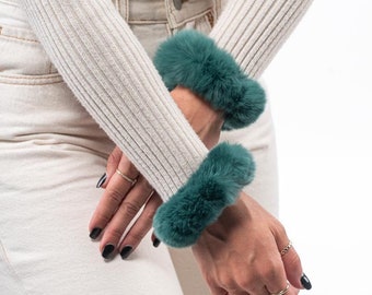 Fur cuffs, fur cuffs for wrists, rabbit fur cuffs