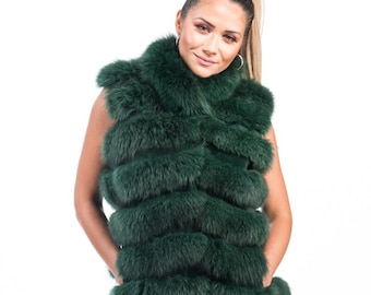 Luxurious Real Fox Fur Vest for Women •  Personalized Stylish Winter Fashion Statement • Ethically and Organically Farmed Fox Fur Pelts