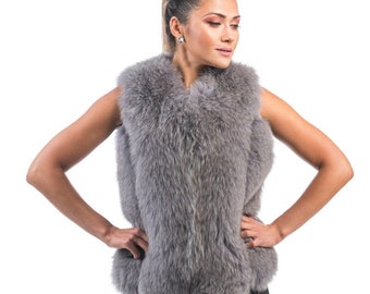 Luxuriöse Echt Fuchs Pelzweste für Damen • Personalisiertes, stilvolles Winter Mode Statement • Ethisch und biologisch gewachsene Fuchspelze