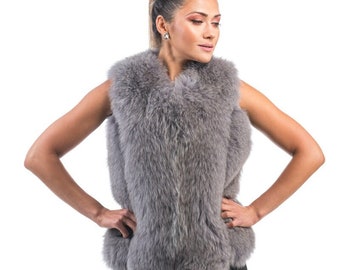 Luxurious Real Fox Fur Vest for Women •  Personalized Stylish Winter Fashion Statement • Ethically and Organically Farmed Fox Fur Pelts