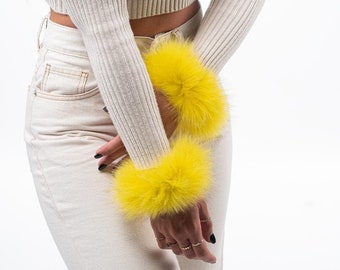Fur cuffs, fur cuffs for wrists, fox fur cuffs