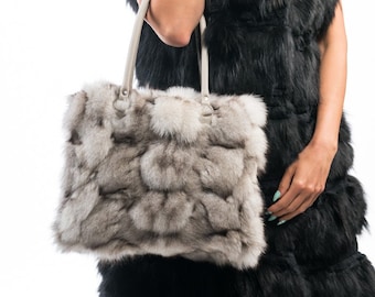 Fur bags, fur shoulder bag , white fur bag