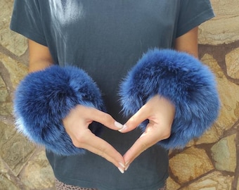 Fur cuffs, fur cuffs for wrists, fox fur cuffs