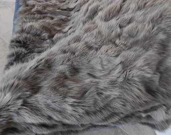 Real Gray Fur Blanket • Personalized Fox Fur Blanket Throw • Handmade Genuine Fur Blanket • Fur Bedspread n Sofa Cover