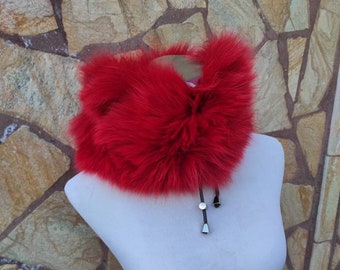 Real Red Fox Fur Collar Scarf for Women • Vintage Fur Wrap • Fur Stole Accessory Gift for her