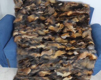 Real Fur Blanket • Personalized Fox Fur Blanket Throw • Handmade Genuine Fur Blanket • Fur Bedspread n Sofa Cover