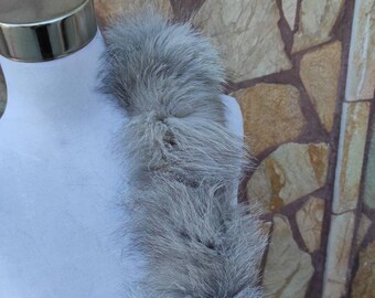 Fur trim for hood, grey fox fur collar, fur collar
