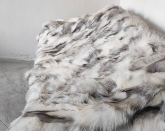 Real Fur Blanket • Personalized Fox Fur Blanket Throw • Handmade Genuine Fur Blanket • Fur Bedspread n Sofa Cover