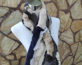 Fur scarves, fur scarf womens, rex rabbit fur scarf, fur collar