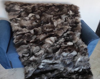 Real Fur Blanket • Personalized Fox Fur Blanket Throw • Handmade Genuine Fur Blanket • Fur Bedspread n Sofa Cover