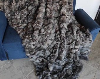 Real Fur Blanket • Personalized Fox Fur Blanket Throw • Handmade Genuine Fur Blanket • Fur Bedspread n Sofa Cover