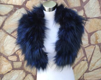 Blue Fur Collar • Real Fox Fur Collar • Real Fur Scarf • Fur Wrap • Fur Shawl