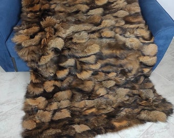 Real Fur Blanket • Personalized Fox Fur Blanket Throw • Handmade Genuine Fur Blanket • Fur Bedspread n Sofa Cover