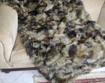 Real Fur Blanket • Personalized Fox Fur Blanket Throw • Handmade Genuine Fur Blanket • Fur Bedspread n Sofa Cover