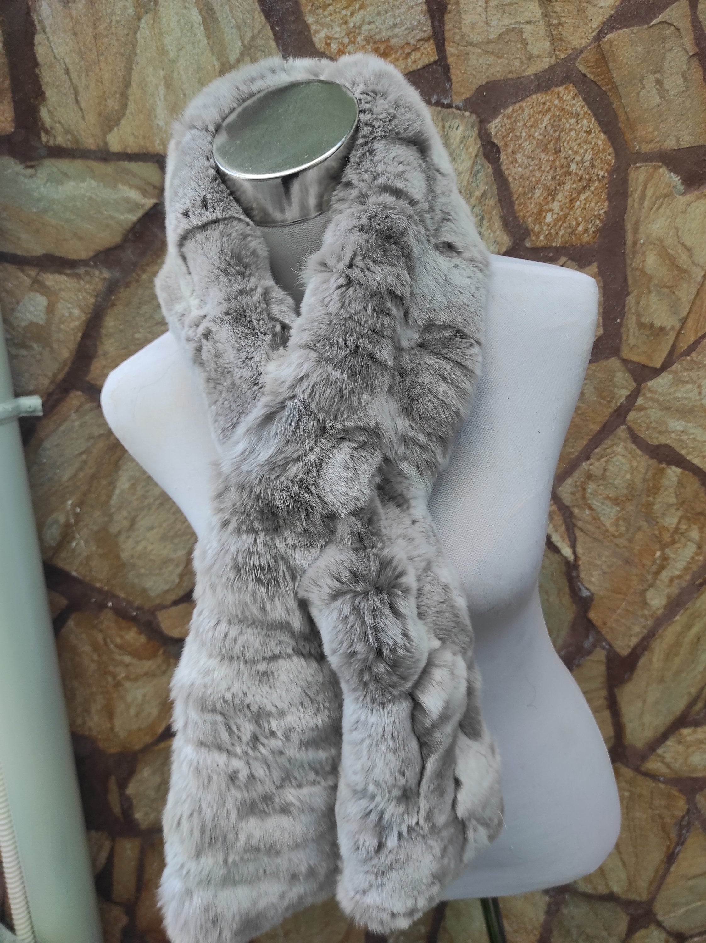 Rabbit Fur Scarf, Fake Fur Collar, Rex Long Scarf, Fox Fur Collar