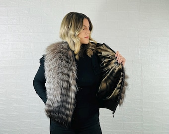 Elegant Silver Fox Fur Vest Full Skin - Luxurious Winter Coat - Handcrafted Elegant Outerwear - Ethically and Organically Fox Fur
