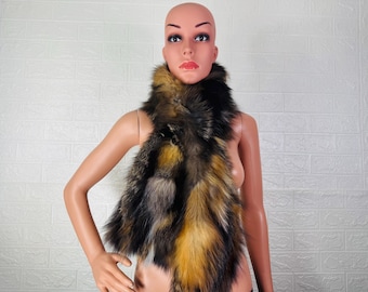 Cross Natural Fox Fur Collar Scarf for Women • Fur Womens Scarf • Fur Stole Accessory Gift for her