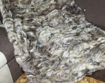 Real Fur Blanket • Personalized Fox Fur Blanket Throw • Handmade Genuine Fur Blanket • Fur Bedspread n Sofa Cover