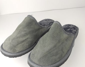 Fur Sheepskin Leather Slippers Brown for Men • Cozy Warm House Wool Slippers  •  Handmade genuine leather slippers