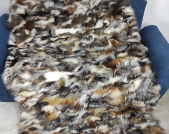 Real Fur Blanket • Personalized Fox Fur Blanket Throw • Handmade Genuine Fur Blanket • Fur Bedspread n Sofa Cover