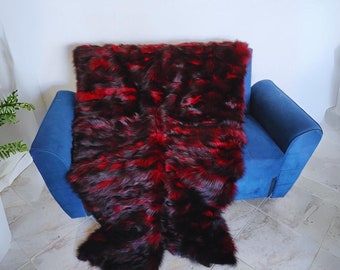 Real Fur Blanket • Personalized Fox Fur Blanket Throw • Handmade Genuine Fur Blanket • Fur Bedspread n Sofa Cover